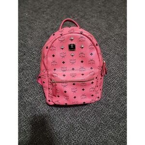 MCM Stark Side‎ Studs Backpack in Visetos, in a pink Salmon color